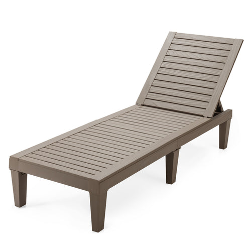 Outdoor Recliner Chair, 5-Position Adjustable Backrest, Brown