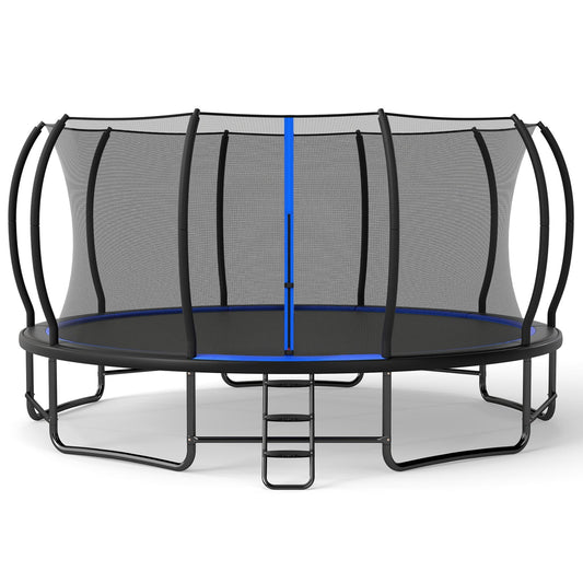 Giant Round Outdoor Trampoline with Enclosure Net, Blue Trampolines Blue at Gallery Canada