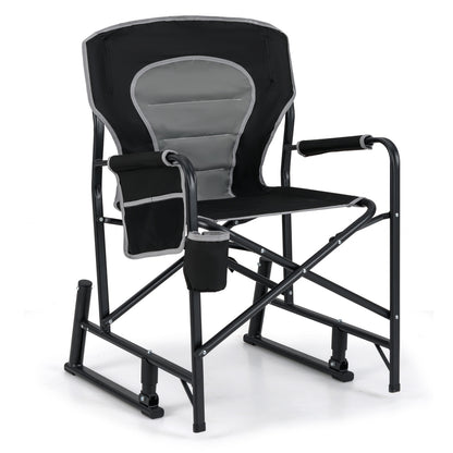 Outdoor Rocker Camping Chair, Dual Springs, Padded Back, Black Camping Furniture Black at Gallery Canada