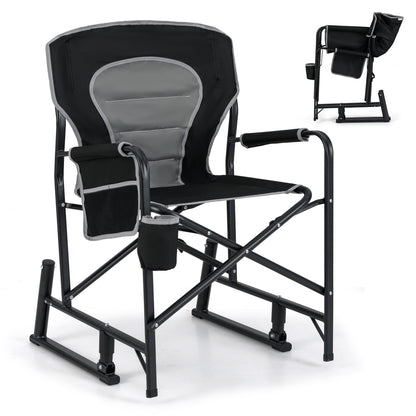 Outdoor Rocker Camping Chair, Dual Springs, Padded Back, Black Camping Furniture at Gallery Canada