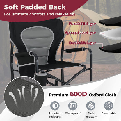 Outdoor Rocker Camping Chair, Dual Springs, Padded Back, Black Camping Furniture at Gallery Canada