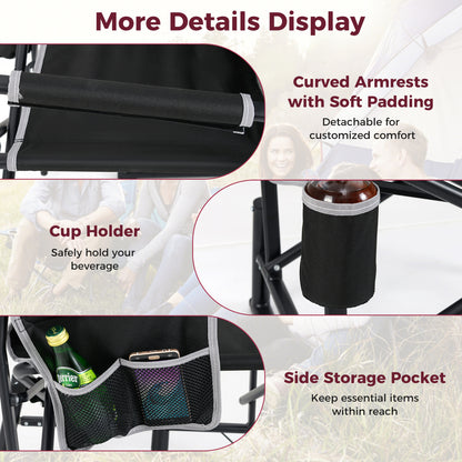 Outdoor Rocker Camping Chair, Dual Springs, Padded Back, Black Camping Furniture at Gallery Canada