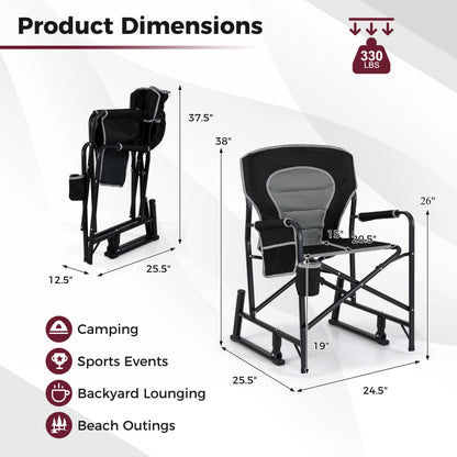 Outdoor Rocker Camping Chair, Dual Springs, Padded Back, Black Camping Furniture at Gallery Canada