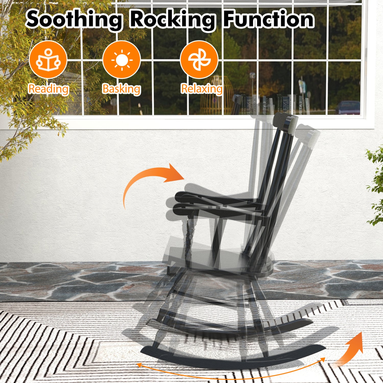 Solid Wood Porch Rocking Chair, Black Patio Rocking Chairs & Gliders at Gallery Canada