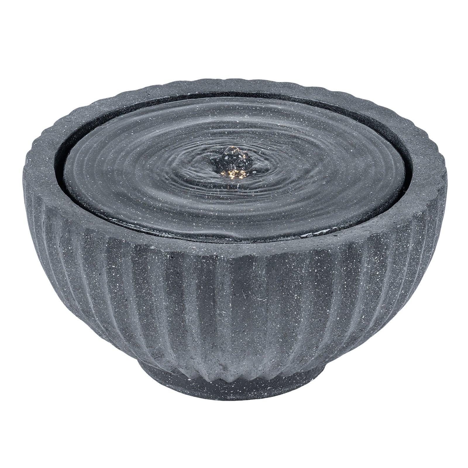 Outdoor Round Sphere Water Fountain With LED Lights, Pump, Gray Outdoor Decor Gray at Gallery Canada