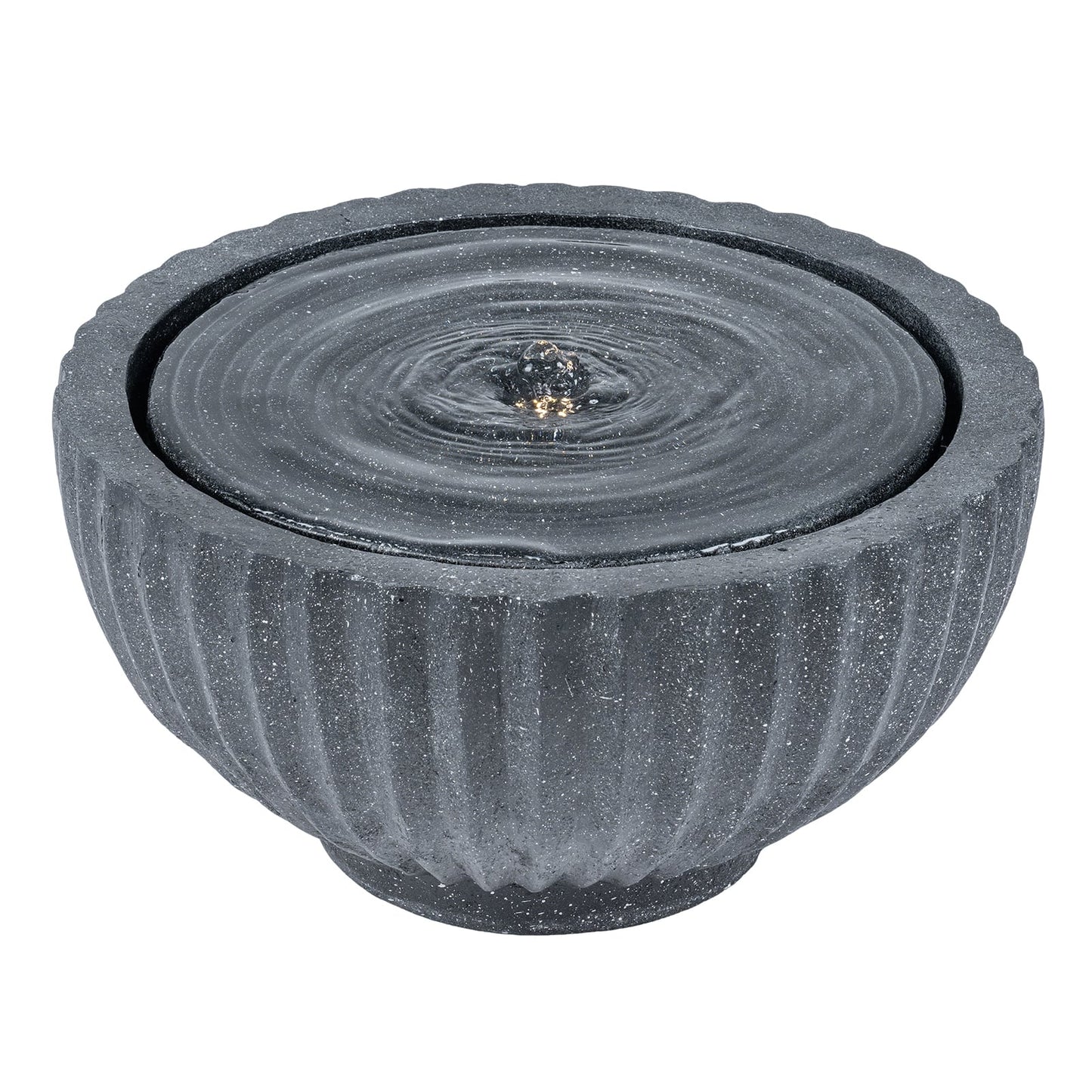 Outdoor Round Sphere Water Fountain With LED Lights, Pump, Gray Outdoor Decor Gray at Gallery Canada