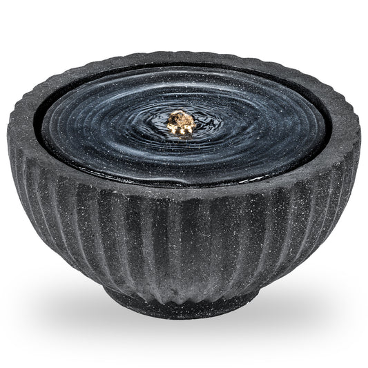 Outdoor Round Sphere Water Fountain With LED Lights, Pump, Gray Outdoor Decor Gray at Gallery Canada