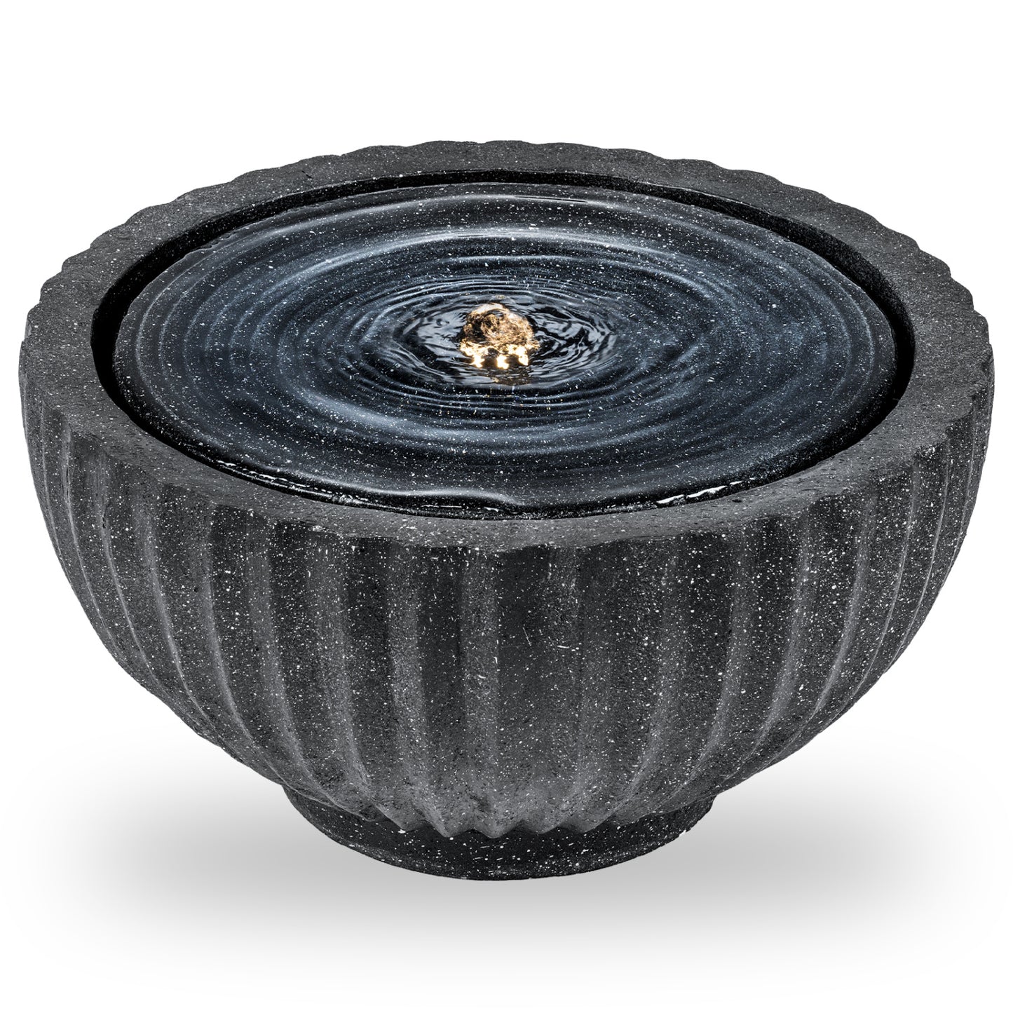 Outdoor Round Sphere Water Fountain With LED Lights, Pump, Gray Outdoor Decor at Gallery Canada