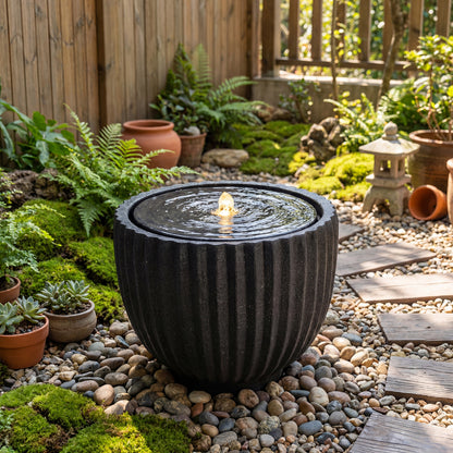 Outdoor Round Sphere Water Fountain With Pump For Garden, Gray Outdoor Decor at Gallery Canada