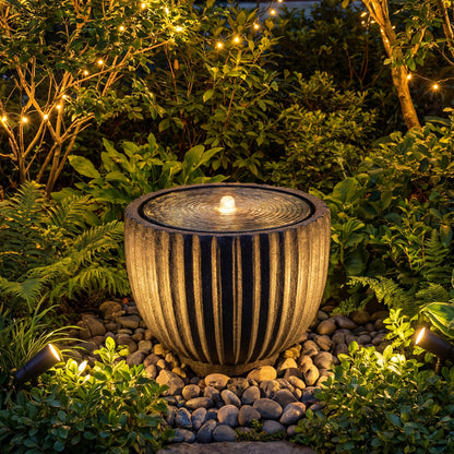 Outdoor Round Sphere Water Fountain With Pump For Garden, Gray Outdoor Decor at Gallery Canada