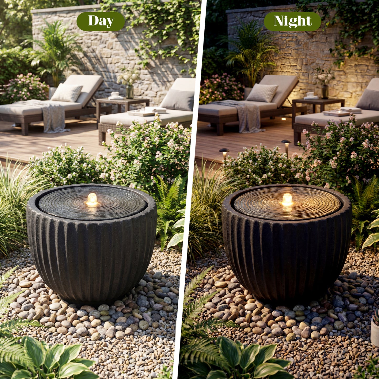 Outdoor Round Sphere Water Fountain With Pump For Garden, Gray Outdoor Decor at Gallery Canada