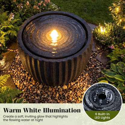 Outdoor Round Sphere Water Fountain With Pump For Garden, Gray Outdoor Decor at Gallery Canada