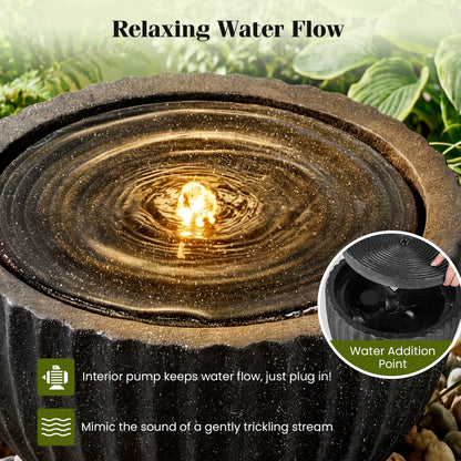 Outdoor Round Sphere Water Fountain With Pump For Garden, Gray Outdoor Decor at Gallery Canada