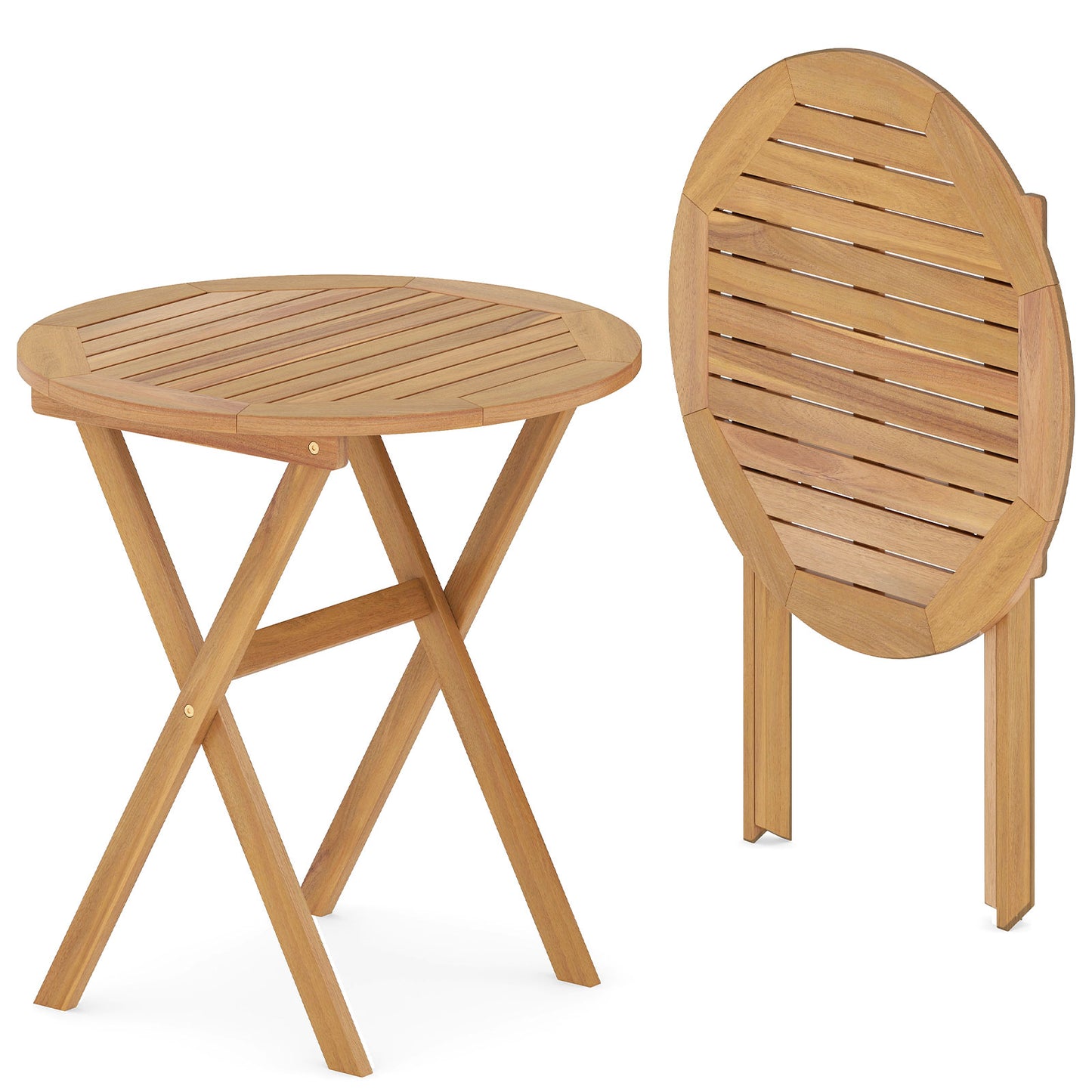 Outdoor Side Table with Slatted Tabletop and X-Shaped Structure Patio Dining Tables Options at Gallery Canada