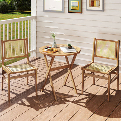 Outdoor Side Table with Slatted Tabletop and X-Shaped Structure Patio Dining Tables at Gallery Canada