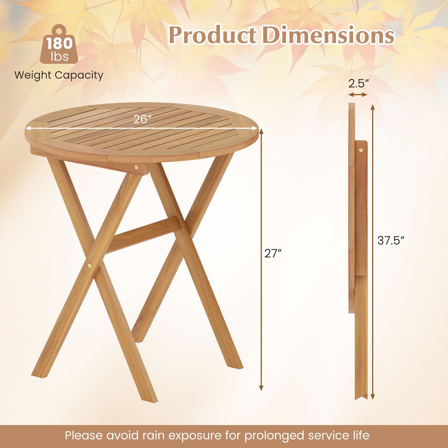 Outdoor Side Table with Slatted Tabletop and X-Shaped Structure Patio Dining Tables at Gallery Canada