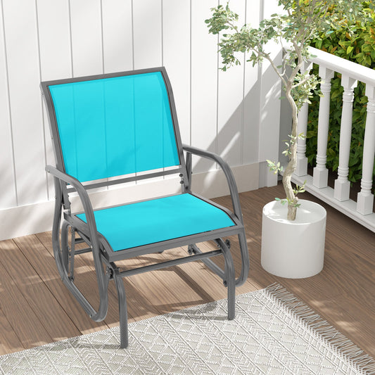 Outdoor Single Swing Glider Rocking Chair, Turquoise Patio Rocking Chairs & Gliders Turquoise at Gallery Canada