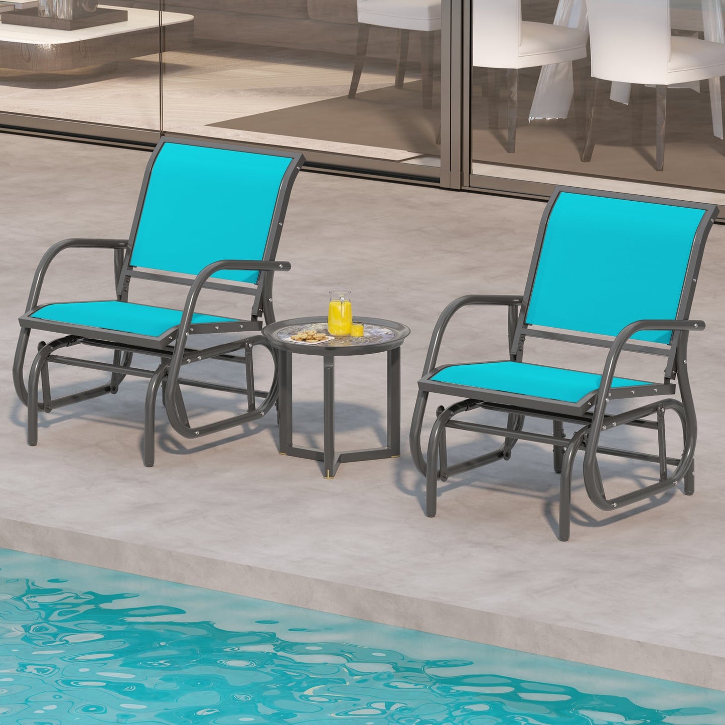 Outdoor Single Swing Glider Rocking Chair, Turquoise Patio Rocking Chairs & Gliders at Gallery Canada