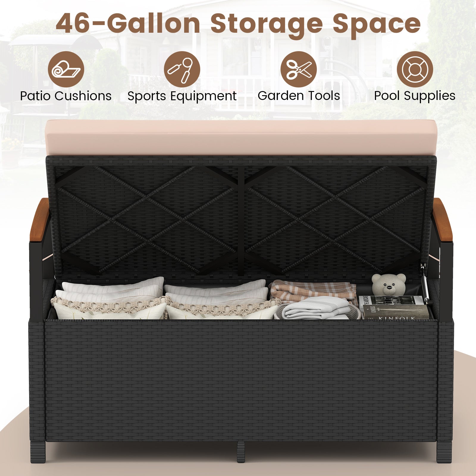 Outdoor Storage Bench Deck Box, Beige Sheds & Outdoor Storage at Gallery Canada