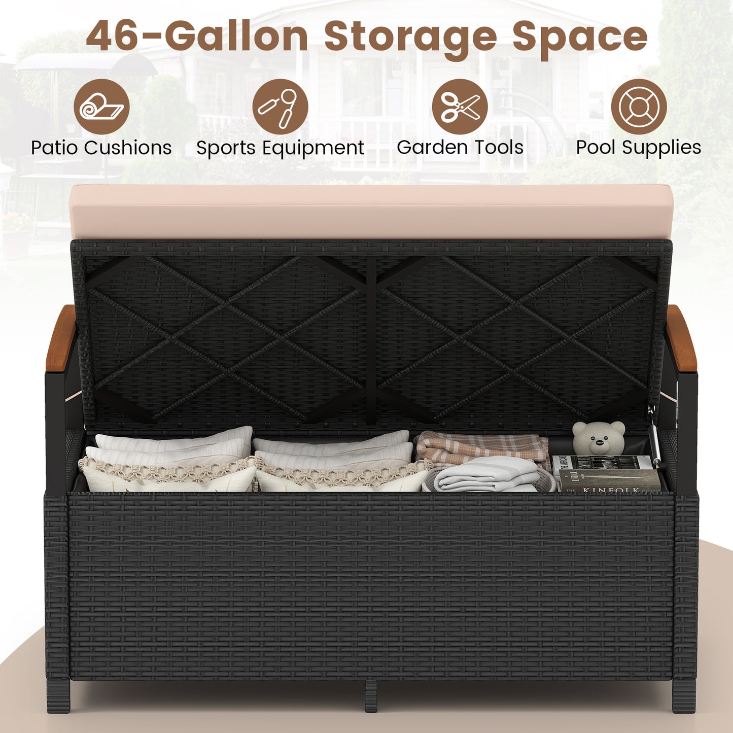 Outdoor Storage Bench Deck Box, Beige Sheds & Outdoor Storage at Gallery Canada
