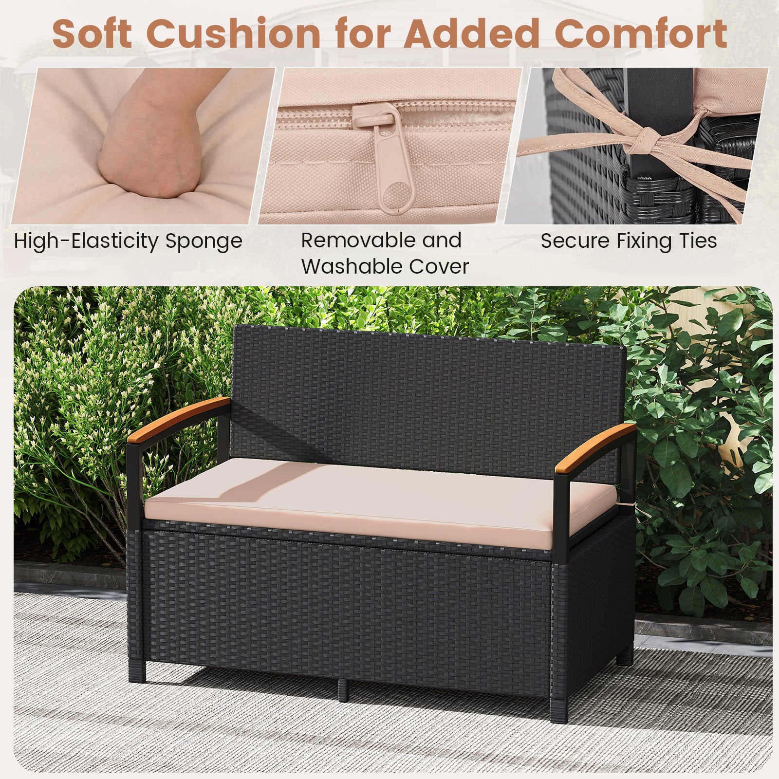Outdoor Storage Bench Deck Box, Beige Sheds & Outdoor Storage at Gallery Canada