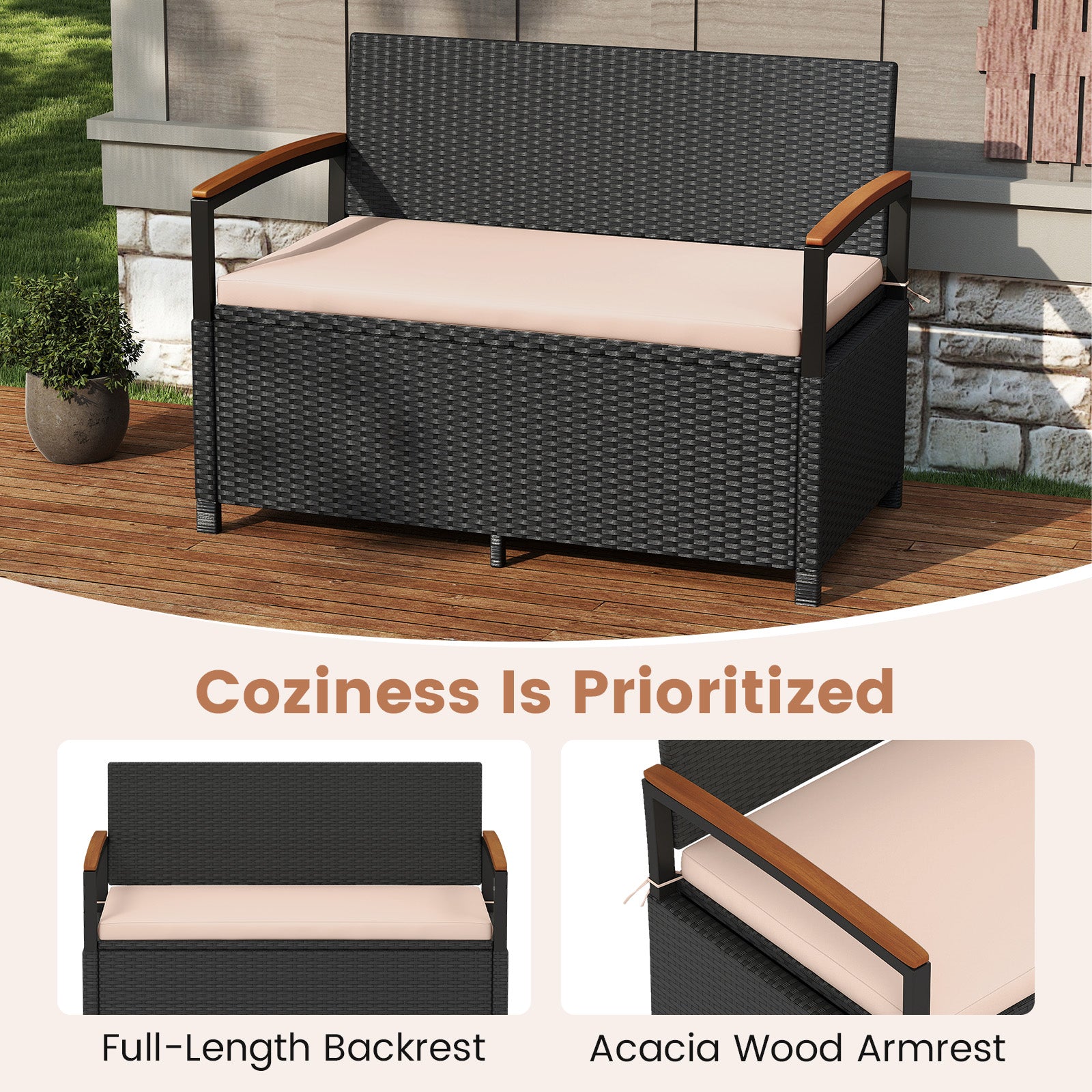Outdoor Storage Bench Deck Box, Beige Sheds & Outdoor Storage at Gallery Canada