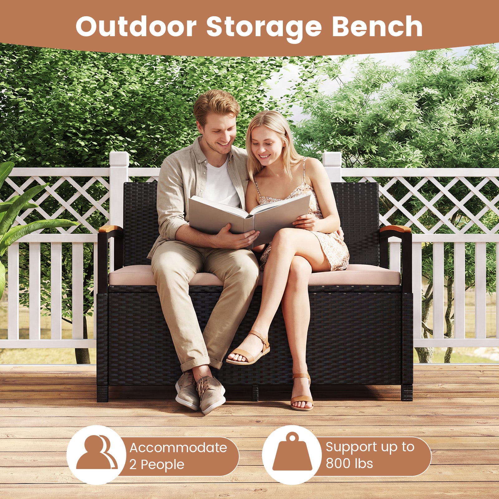Outdoor Storage Bench Deck Box, Beige Sheds & Outdoor Storage at Gallery Canada