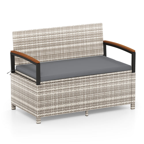 Outdoor Storage Bench Deck Box, With Cushion, Gray