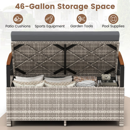 Outdoor Storage Bench Deck Box, With Cushion, Gray Sheds & Outdoor Storage at Gallery Canada