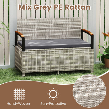 Outdoor Storage Bench Deck Box, With Cushion, Gray Sheds & Outdoor Storage at Gallery Canada