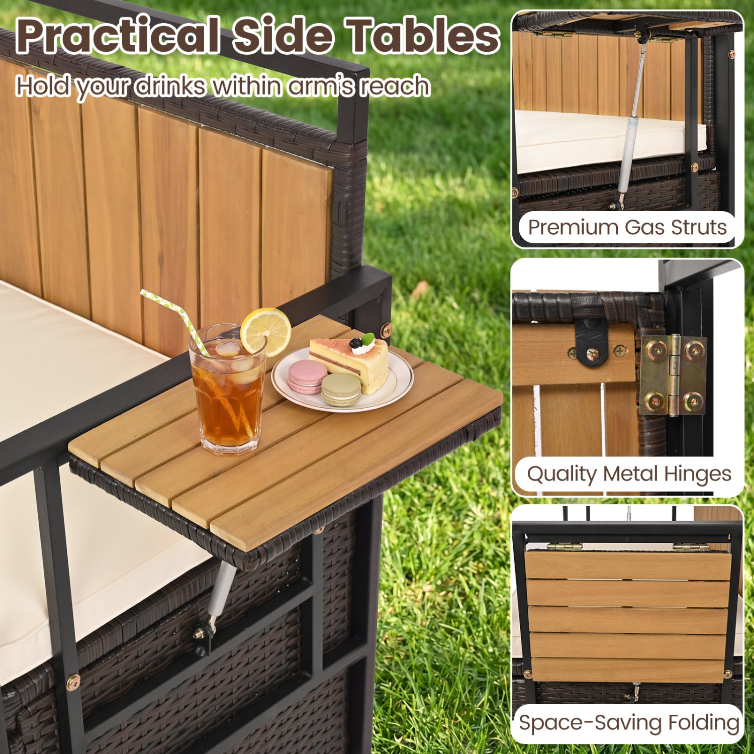 Outdoor Storage Bench with 2 Side Tables and 2-Seater Bench Seat Sheds & Outdoor Storage at Gallery Canada