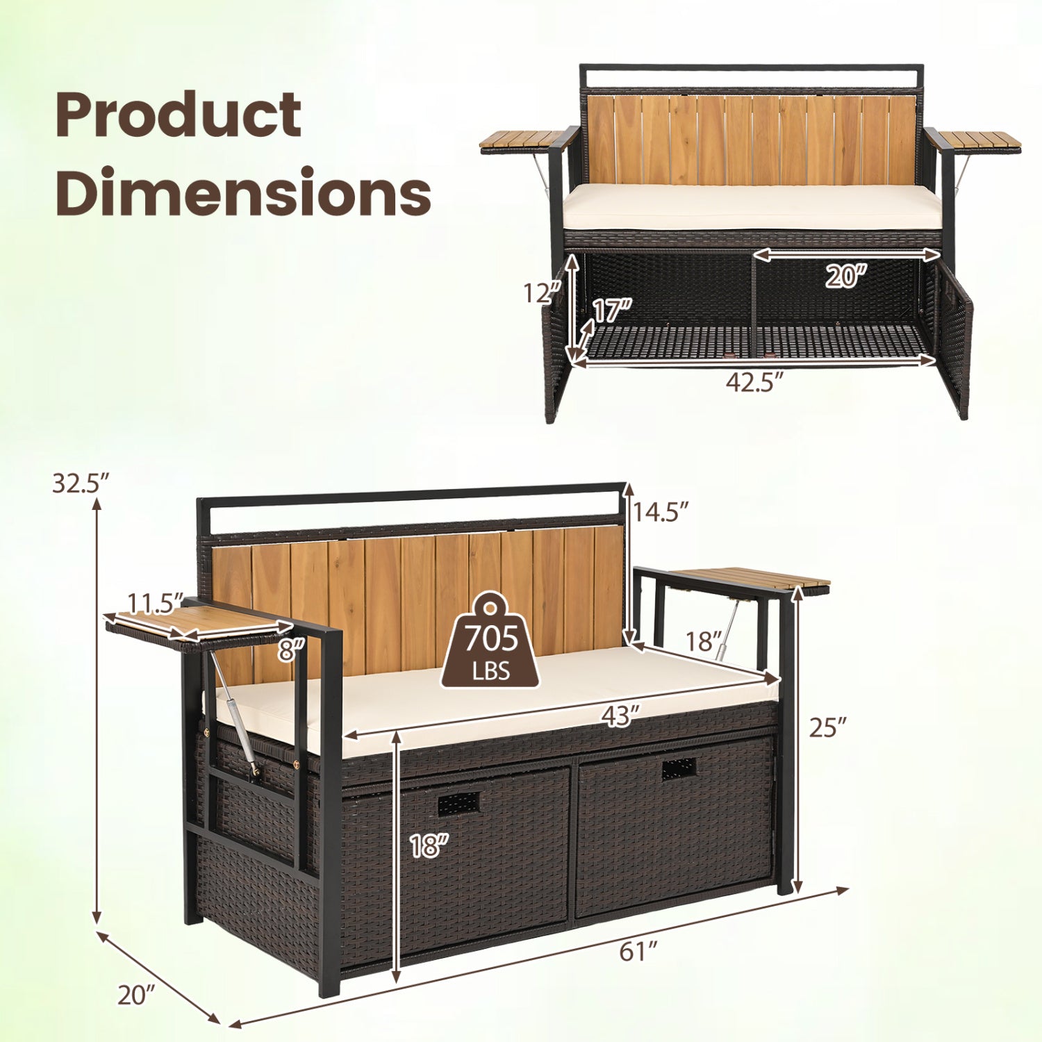 Outdoor Storage Bench with 2 Side Tables and 2-Seater Bench Seat Sheds & Outdoor Storage at Gallery Canada