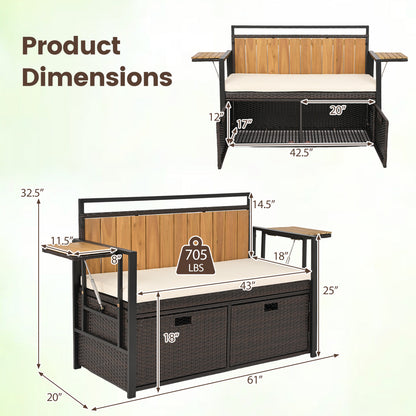 Outdoor Storage Bench with 2 Side Tables and 2-Seater Bench Seat Sheds & Outdoor Storage at Gallery Canada