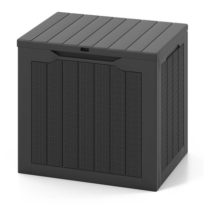 Outdoor Storage Box 25 Gallon Deck Box with Lockable Lid and Wicker-woven Texture, Black Garages at Gallery Canada