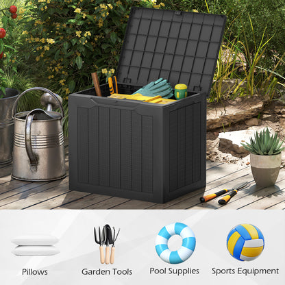 Outdoor Storage Box 25 Gallon Deck Box with Lockable Lid and Wicker-woven Texture, Black Garages at Gallery Canada