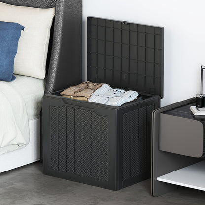 Outdoor Storage Box 25 Gallon Deck Box with Lockable Lid and Wicker-woven Texture, Black Garages at Gallery Canada