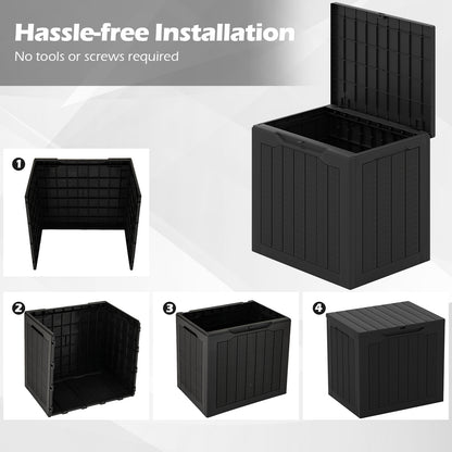 Outdoor Storage Box 25 Gallon Deck Box with Lockable Lid and Wicker-woven Texture, Black Garages at Gallery Canada