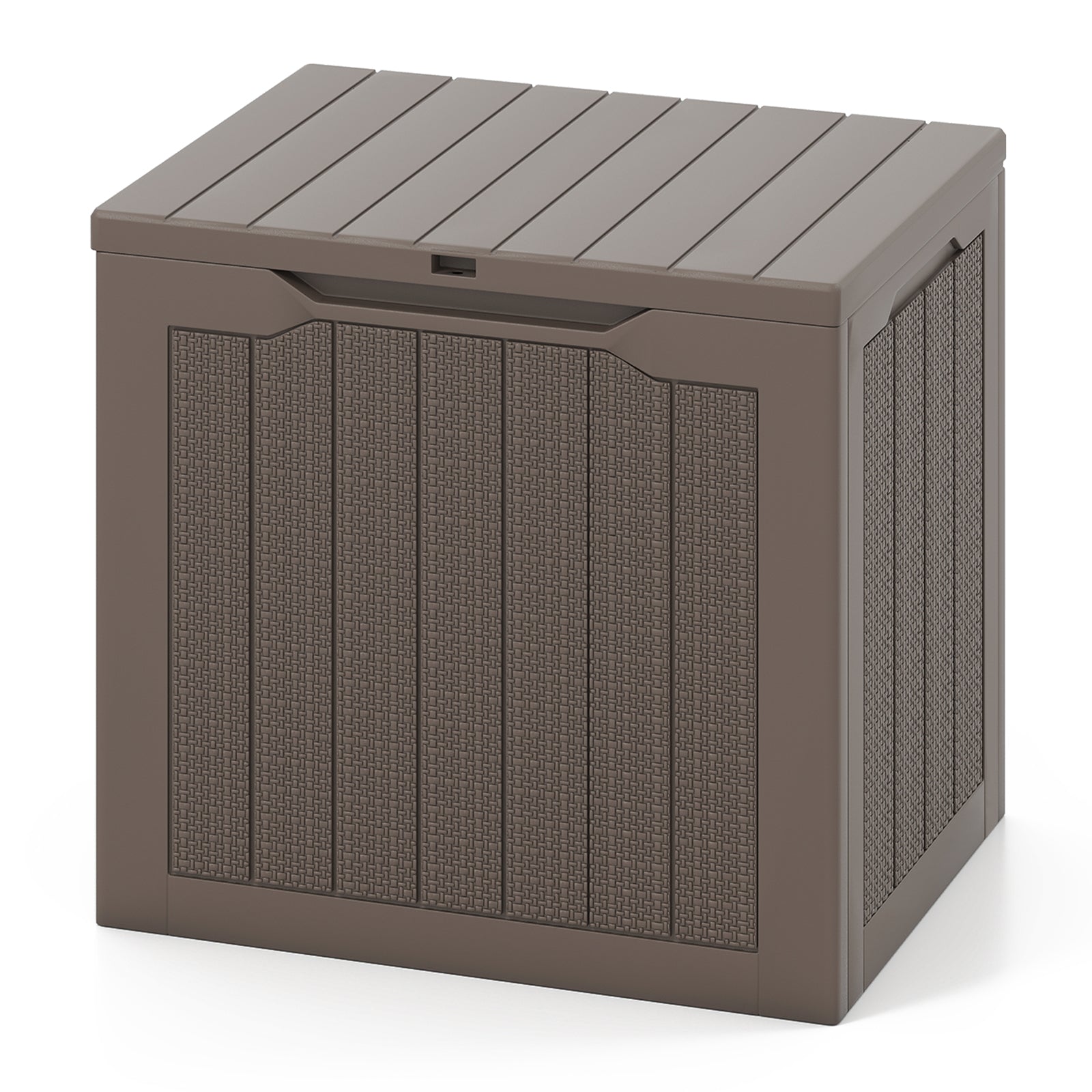 Outdoor Storage Box 25 Gallon Deck Box with Lockable Lid and Wicker-woven Texture, Brown Garages at Gallery Canada