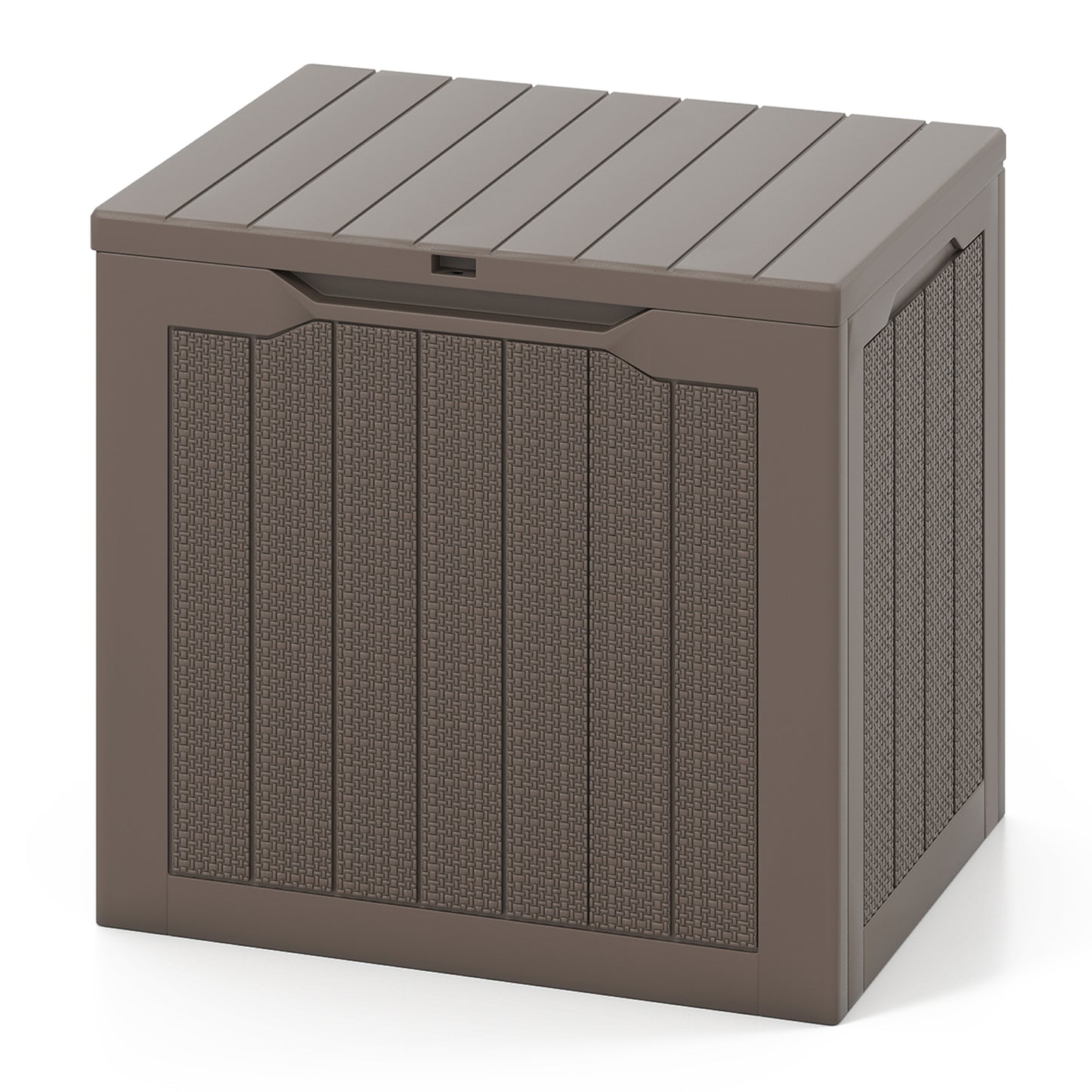 Outdoor Storage Box 25 Gallon Deck Box with Lockable Lid and Wicker-woven Texture, Brown Garages at Gallery Canada