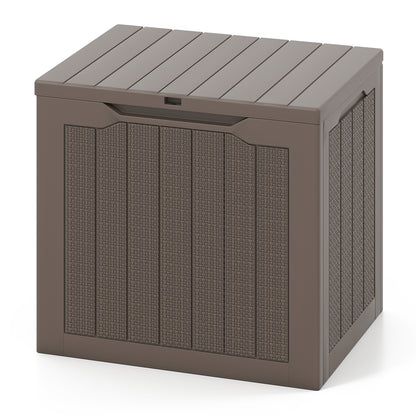 Outdoor Storage Box 25 Gallon Deck Box with Lockable Lid and Wicker-woven Texture, Brown Garages at Gallery Canada