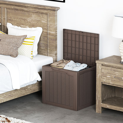 Outdoor Storage Box 25 Gallon Deck Box with Lockable Lid and Wicker-woven Texture, Brown Garages at Gallery Canada