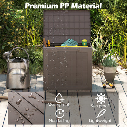 Outdoor Storage Box 25 Gallon Deck Box with Lockable Lid and Wicker-woven Texture, Brown Garages at Gallery Canada