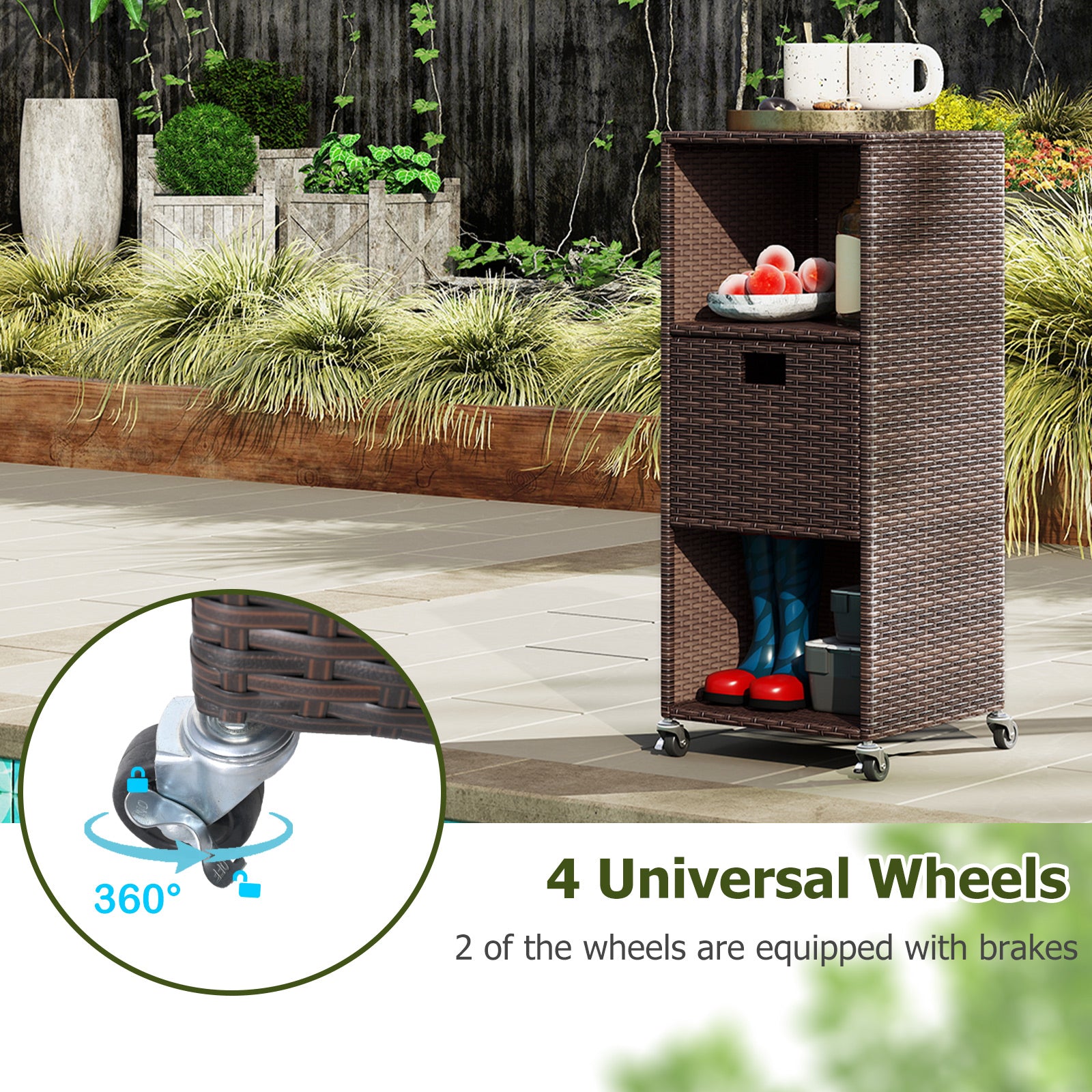 Outdoor Storage Cabinet with Drawer and 3 Shelves for Backyard Sheds & Outdoor Storage at Gallery Canada