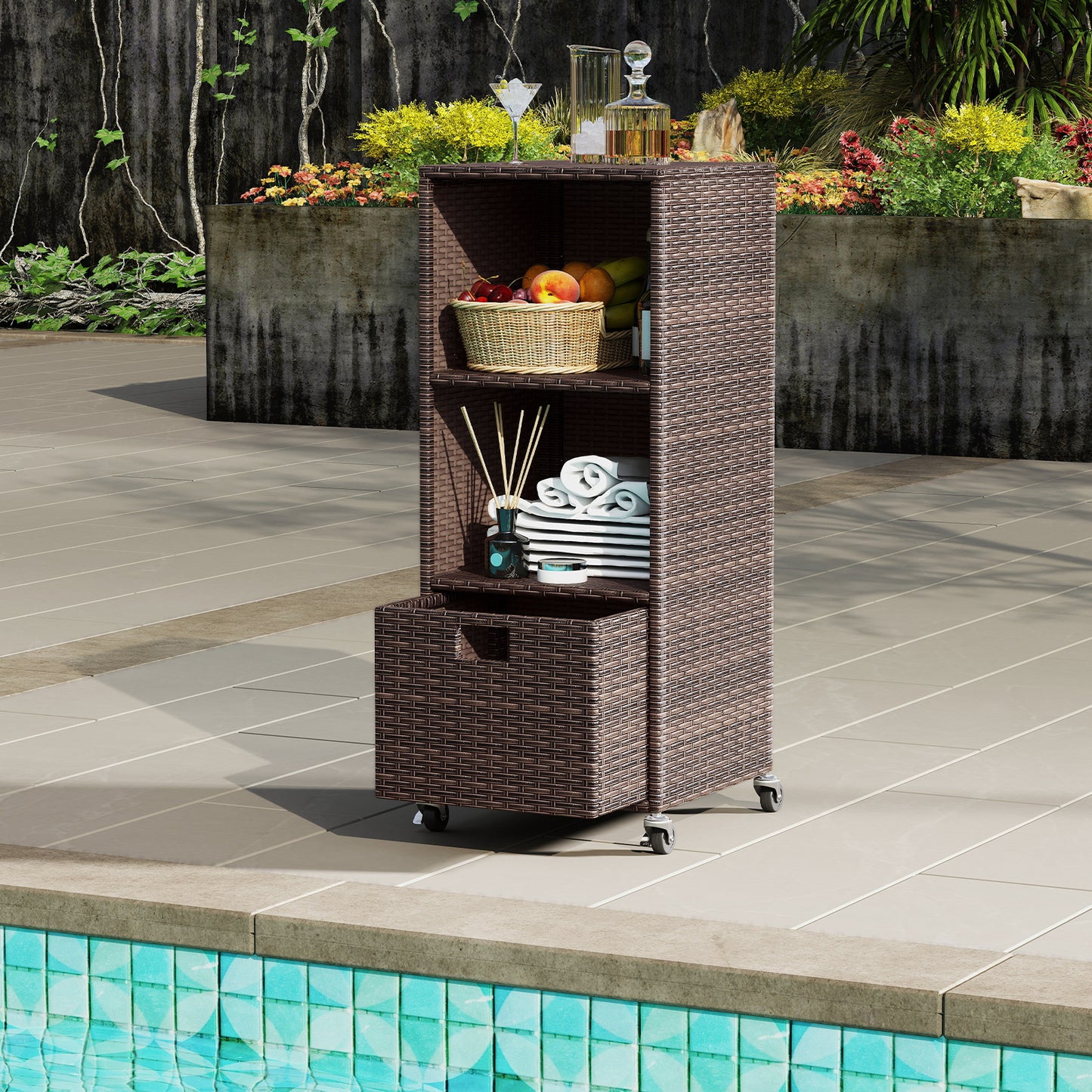 Outdoor Storage Cabinet with Drawer and 3 Shelves for Backyard Sheds & Outdoor Storage at Gallery Canada
