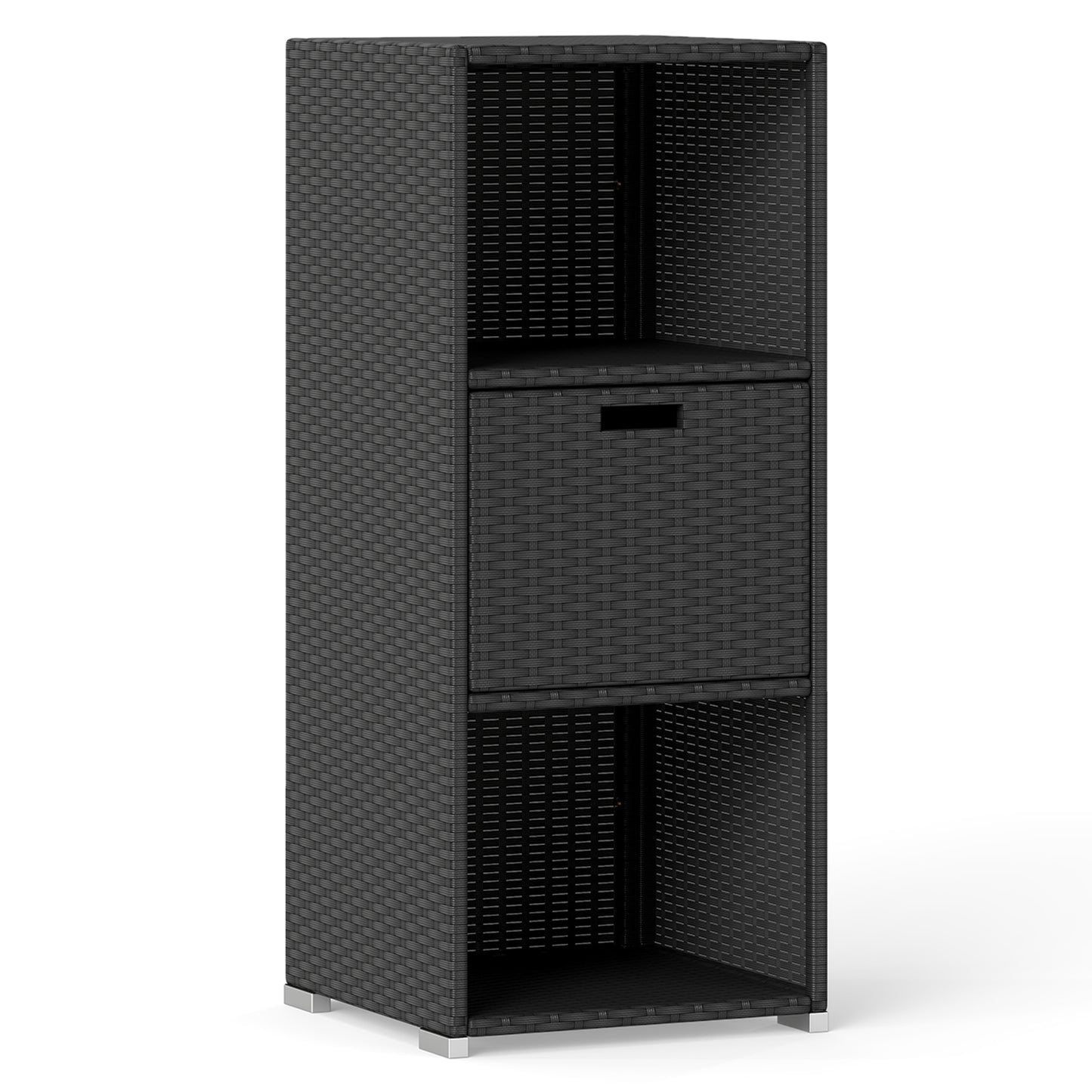 Outdoor Storage Cabinet, Wicker Organizer With Drawer, Black Sheds & Outdoor Storage Black at Gallery Canada