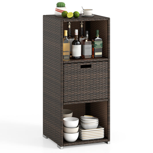 Outdoor Storage Cabinet, Patio Wicker Organizer With Drawer, Brown Sheds & Outdoor Storage Brown at Gallery Canada