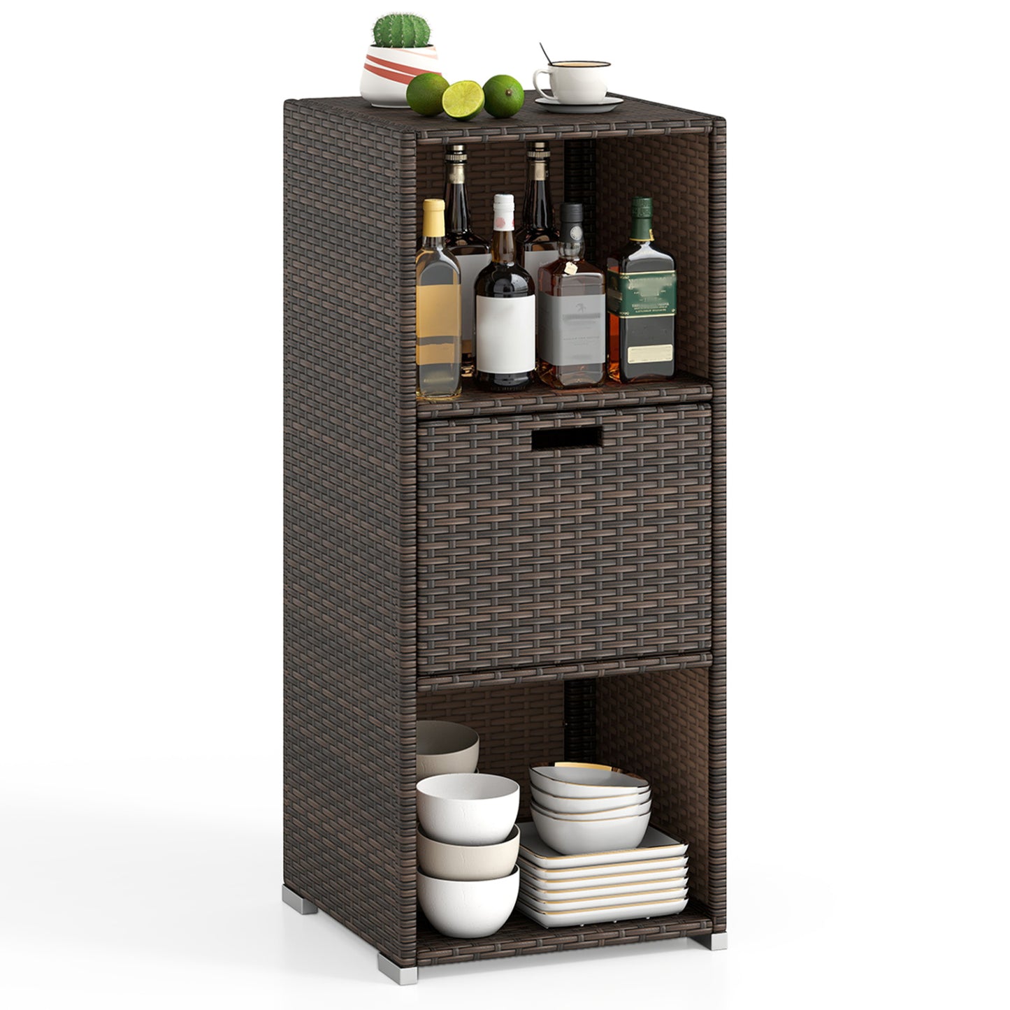 Outdoor Storage Cabinet, Patio Wicker Organizer With Drawer, Brown Sheds & Outdoor Storage at Gallery Canada
