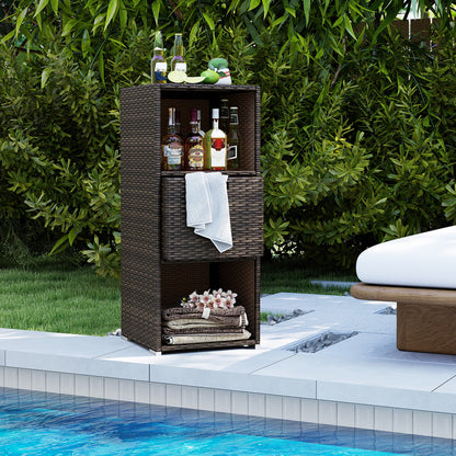 Outdoor Storage Cabinet, Patio Wicker Organizer With Drawer, Brown Sheds & Outdoor Storage at Gallery Canada