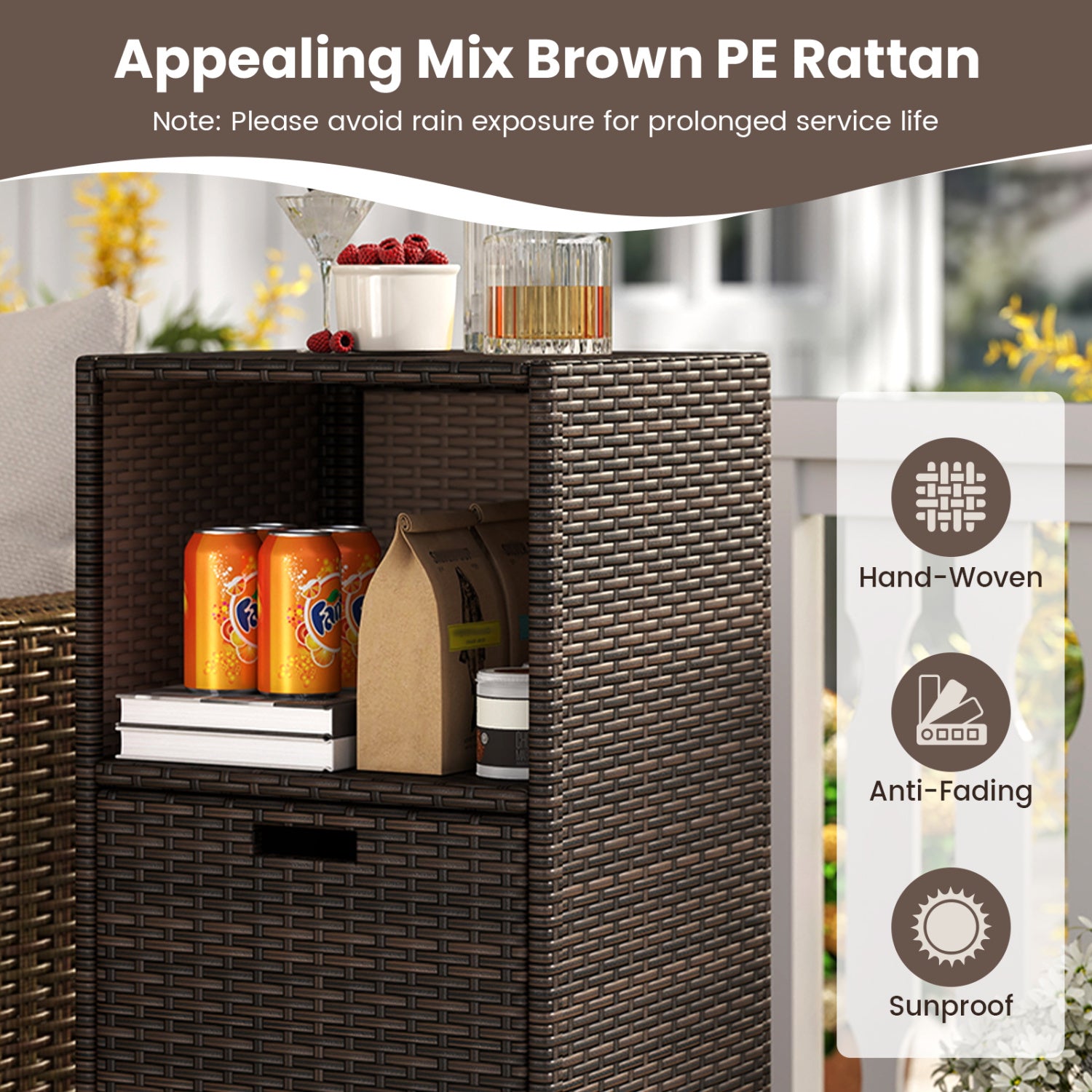 Outdoor Storage Cabinet, Patio Wicker Organizer With Drawer, Brown Sheds & Outdoor Storage at Gallery Canada
