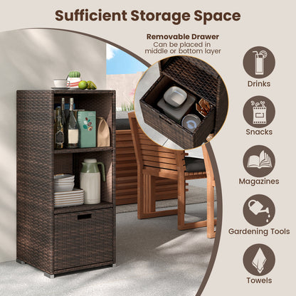 Outdoor Storage Cabinet, Patio Wicker Organizer With Drawer, Brown Sheds & Outdoor Storage at Gallery Canada